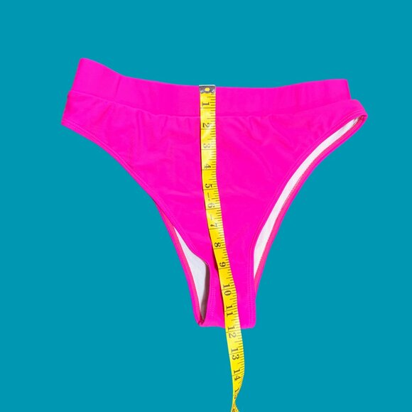 💗 Hot Pink High-Waisted Bandeau Bikini Set (Size L) - Picture 3 of 10